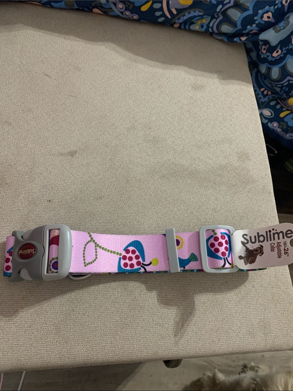 Pink Bird Print dog Collar